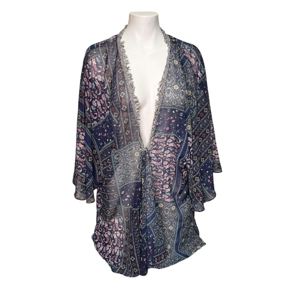 Umgee Floral Kimono Semi Sheer Cover Up Size Medium Large